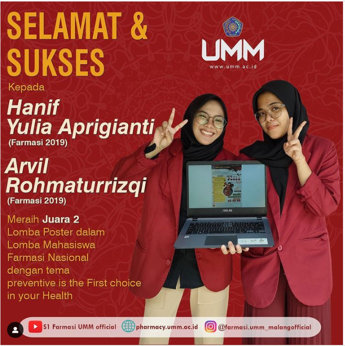 Mahasiswa Farmasi FIKES UMM, Memperoleh Medali Perak di Lomba Poster Nasional