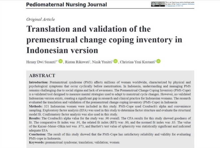 Translation and validation of the premenstrual change coping inventory in Indonesian version