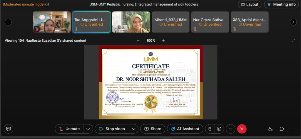 Lecture Exchange International dengan Dr Noor Suhada, USM, Malaysia